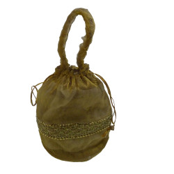Potli bag - Gold Satin with Lace